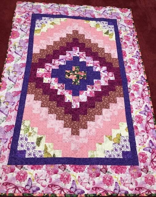 Pink Quilted Crib Quilt/Purple Baby Quilt/Baby Bedding/Newborn Gift Ideas/Baby Shower Gift/40 X 59 In/Nursery Quilt/Butterfly Quilt - image 1