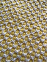 Hand Knit Bee Baby Blanket Yellow Honeycomb, Cozy Snuggle - thumbnail 1