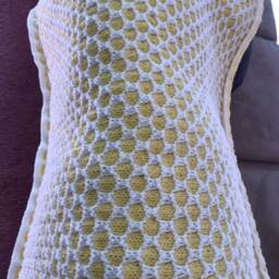 Hand Knit Bee Baby Blanket Yellow Honeycomb, Cozy Snuggle - thumbnail 4