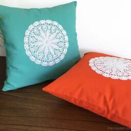 Aqua Doily Decorative Throw Pillow Cover/Case Cushion Cotton 20x20 - thumbnail 2