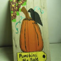 The Pumpkins 4 Sale Handmade Sign Rustic Hand Painted Prim Wood Wall Hanging Halloween Black Crow Americana Harvest Fall Autumn - thumbnail 4