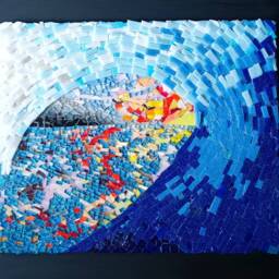 Ocean Sunset Glass Mosaic Wall Art Abstract Landscape Decor - 11x13 Inch - thumbnail 3