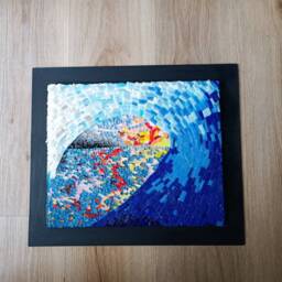 Ocean Sunset Glass Mosaic Wall Art Abstract Landscape Decor - 11x13 Inch - thumbnail 4