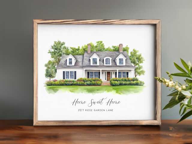 Home Portrait, House Painting, Housewarming Gift, Our First Home, Sweet Realtor Closing Watercolor - image 1