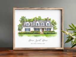 Home Portrait, House Painting, Housewarming Gift, Our First Home, Sweet Realtor Closing Watercolor - thumbnail 1
