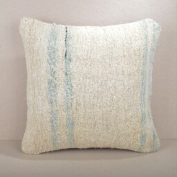 Hemp Kilim Pillow Cover, Turkish Floor Cushion - 18x18'' - thumbnail 1