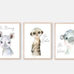 Safari Animals, Nursery Prints, Decor, Girls Nursery, Boys Be Kind - thumbnail 2