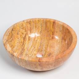 Natural Stone Vessel Bathroom Sink, Isidro Peach Travertine, Vanity Basin - thumbnail 4