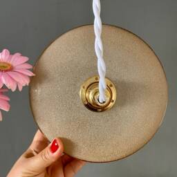 Vintage Pendant Light With A Frosted Yellow & Gold Glass Shade - thumbnail 3