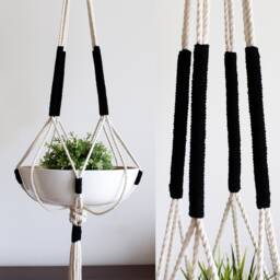 Large Macrame Plant Hanger Color Block Hanging Planter No Tariffs/Fees To Usa - thumbnail 2