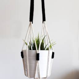 Large Macrame Plant Hanger Color Block Hanging Planter No Tariffs/Fees To Usa - thumbnail 4