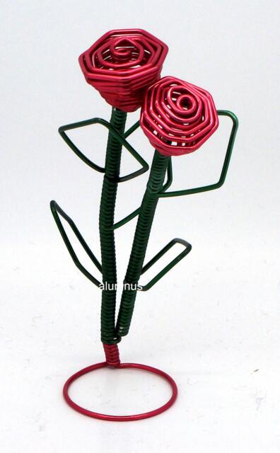 Hand Made Wire Twin Red Roses