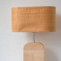 Natural Oak Table Lamp Shade, Scandinavian Decor Bedside Lamp, Mid Century Office - thumbnail 4