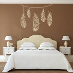 Boho Feather Wall Decal - Tribal Bedroom Vinyl Art P100 - thumbnail 3