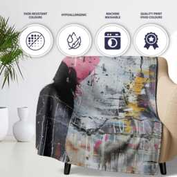 Two Girls With Pink Heart Urban Graffiti, Bedroom Living Room Accent, Decorative Wall Art Style - Super Soft Fleece Blanket Bed Sofa Throw - thumbnail 2