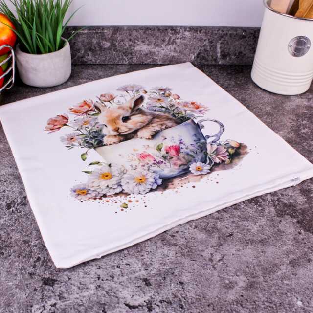 Floral Bunny Teacup Cushion - Home Accessories D??cor Gifts For Her - image 1