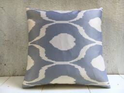 Silk Ikat Pillow Cover, Handwoven Decorative Cushion - 16x16 - thumbnail 1