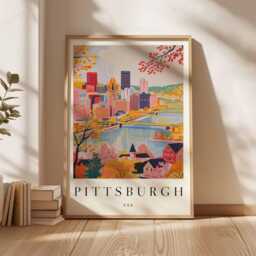 Pittsburgh Cityscape Poster Steel City Travel Print, Pennsylvania Wall Art - thumbnail 3