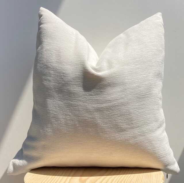 Textured White Pillow - Neutral Woven Throw Cover Modern Farmhouse Cushion - image 1