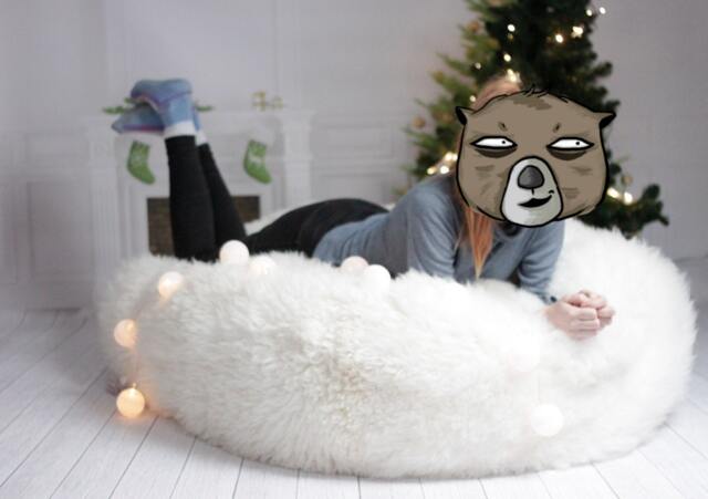 On Sale Sheepskin Beanbag White - Bean Bag Pouf Huge Furry - image 1