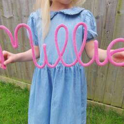 Personalised Knitted Wire Name Sign, Nursery Wall Decor, New Baby Gift - thumbnail 3