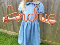 Personalised Knitted Wire Name Sign, Nursery Wall Decor, New Baby Gift - thumbnail 1