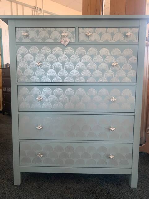 Large Chest Of Drawers Painted Bespoke Stencilled - image 1