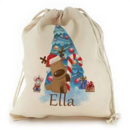 Personalised Christmas Sloth Gift Sack, Xmas Drawstring Bag - thumbnail 2