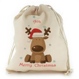 Personalised Christmas Sloth Gift Sack, Xmas Drawstring Bag - thumbnail 3