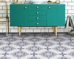 stained Glass Pattern Vinyl Flooring, Purple Linoleum in Roll, White Homecoming Proposal Ideas, Tiles Aesthetic Room Decor, Retro Floor Art - thumbnail 1