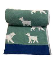 Green Dog Jacquard Bath Towel 100% Turkish Cotton, Navy Border - thumbnail 1