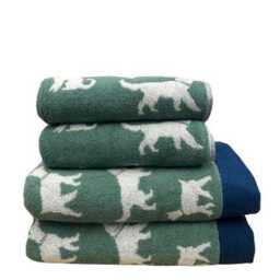 Green Dog Jacquard Bath Towel 100% Turkish Cotton, Navy Border - thumbnail 2