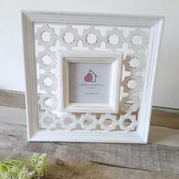 Large Geometric Carved Mango Wooden Photo Frame - The Home & Hearts Shop Rustic Shabby Wedding Gift Christmas Picture - thumbnail 2