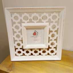 Large Geometric Carved Mango Wooden Photo Frame - The Home & Hearts Shop Rustic Shabby Wedding Gift Christmas Picture - thumbnail 3