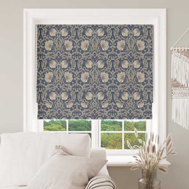 Custom Made To Measure Roman Blind Shade William Morris Pimpernel Navy Hand Crafted - image 1