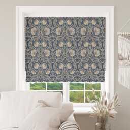 Custom Made To Measure Roman Blind Shade William Morris Pimpernel Navy Hand Crafted - thumbnail 1