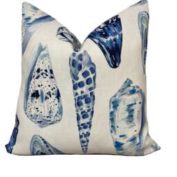 Scalamandre Coquina Porcelain Blue & White Indoor/Outdoor Cushion Cover Pillow Double Sided - thumbnail 2
