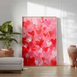 Abstract Heart Poster Red Pink Love Wall Art Modern Romantic Painting Print Valentine's Day Decor Bold Brushstroke Artwork Home Decoration - thumbnail 3