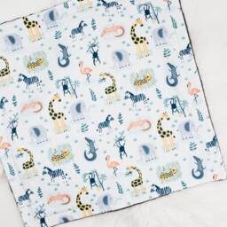 Tropical Animal Baby Lovey, Security Blanket, Contemporary Lovey Zebra Giraffe Elephant Blanket - thumbnail 3