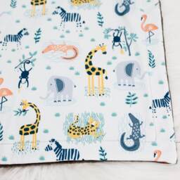 Tropical Animal Baby Lovey, Security Blanket, Contemporary Lovey Zebra Giraffe Elephant Blanket - thumbnail 2