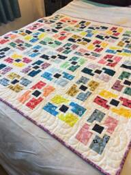 "Handmade Geometric Lap Quilt Bright Cotton Baby Blanket - 51"" X 51"