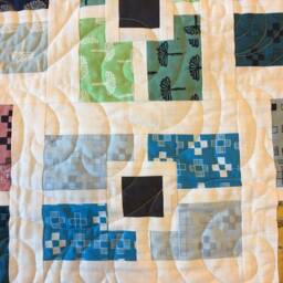 "Handmade Geometric Lap Quilt Bright Cotton Baby Blanket - 51"" X 51" - thumbnail 2