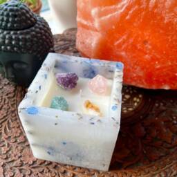 Glowing Flower Crystal Candle Natural Soy Wax Genuine Crystals Home Decor Warm Mood Scented Candles - thumbnail 1