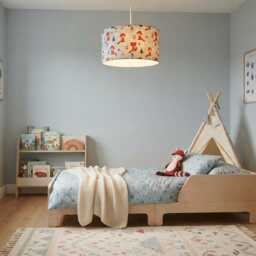 Red Panda Blue Fabric Lampshade/Pendant Light - Children's Lighting Woodland Baby Room Birthday/Shower Room/Playroom - thumbnail 3
