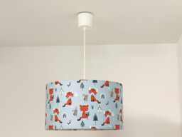 Red Panda Blue Fabric Lampshade/Pendant Light - Children's Lighting Woodland Baby Room Birthday/Shower Room/Playroom