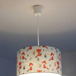 Blue Fabric Pendant Lampshade With Red Panda & Rabbit Motifs - Ideal Gift For Christmas, Birthdays, Or A New Baby Shower Perfect Bedroom Playroom - thumbnail 3