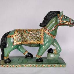 Jade Stone Horse Statue Sculpture, Gemstone Horse, Carved Animals, Home Decoration, Figurine , Garden Statue, Cowboy - thumbnail 2