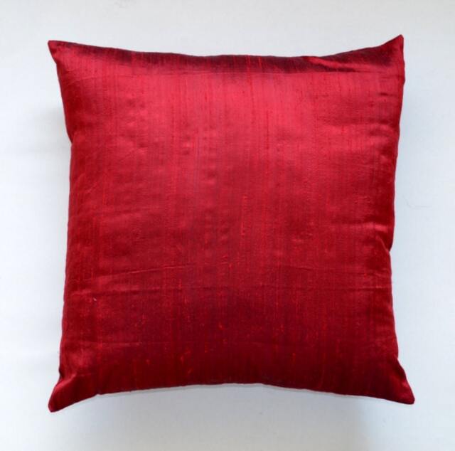 Red Dupioni Pure Silk Cushion Cover-12x12, 12x16, 12x20, 14x20, 14x24, 16x16, 18x18, 20x20, 22x22, 24x24 & 26x26 - image 1