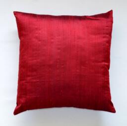 Red Dupioni Pure Silk Cushion Cover-12x12, 12x16, 12x20, 14x20, 14x24, 16x16, 18x18, 20x20, 22x22, 24x24 & 26x26
