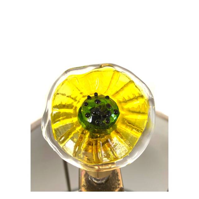 Finial - Venetian Glass Lamp -Yellow & Green Flower Brass Or Nickel Hardware - image 1